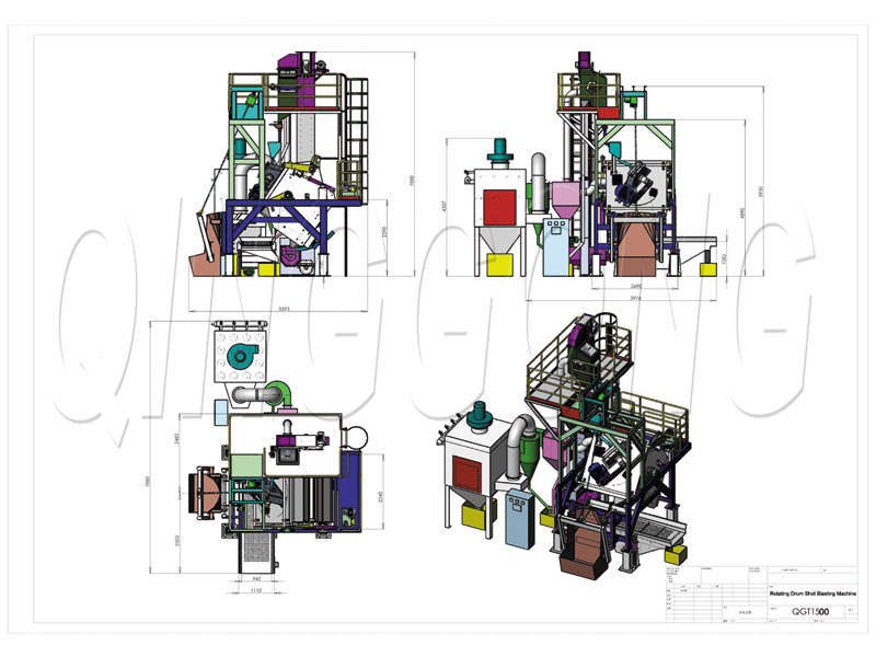 Schrotblasmaschine Typ Barrel CAD Zeichnung