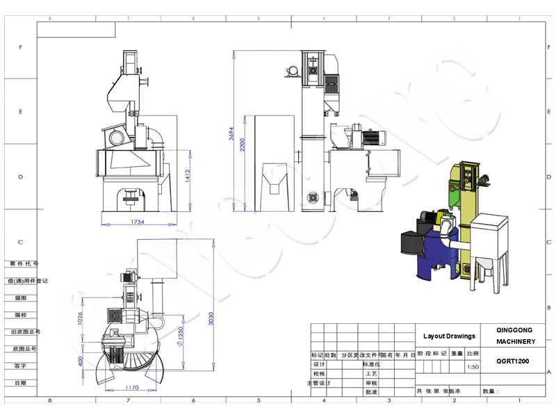Drehtabelle Typ der Strahlmaschine Layout CAD Drawing